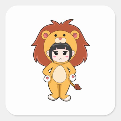 Child with Lion Costume Square Sticker