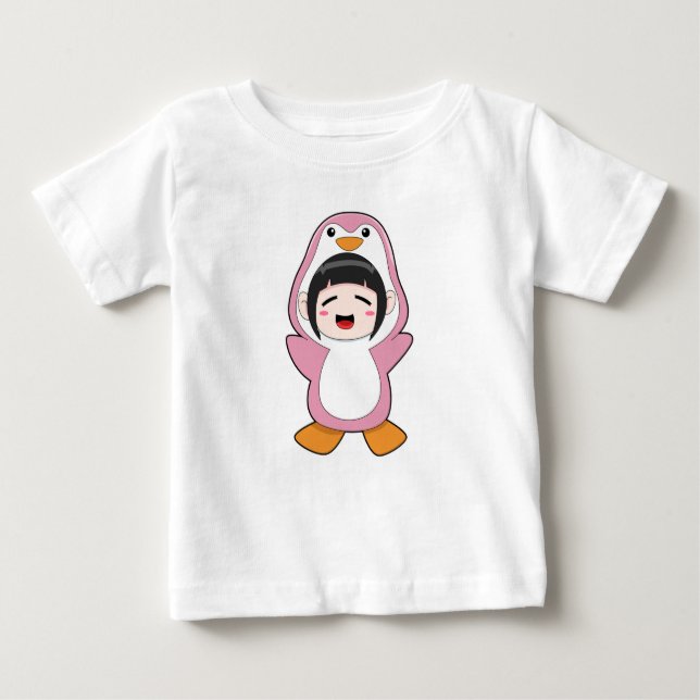Child with Penguin Costume Baby T-Shirt (Front)