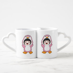 Child with Penguin Costume Coffee Mug Set
