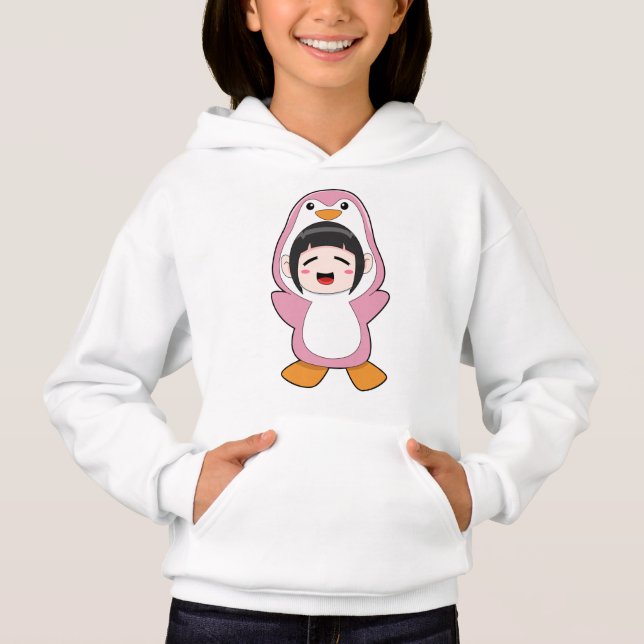 Child with Penguin Costume Hoodie (Front)