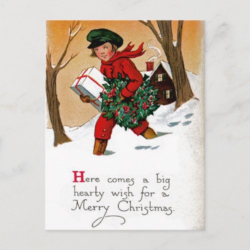 Child with Presents Holiday Postcard