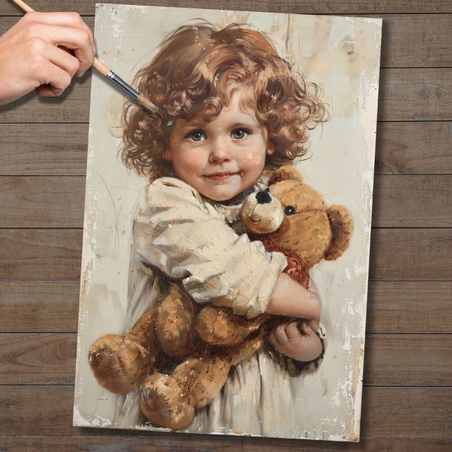 Child With Teddy Bear 1 Decoupage Paper (Creator Uploaded)