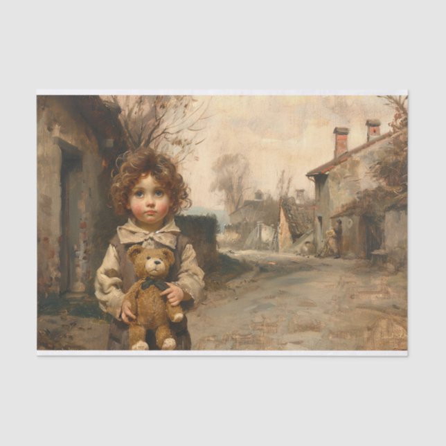 Child With Teddy Bear 3 Decoupage Paper (Front)