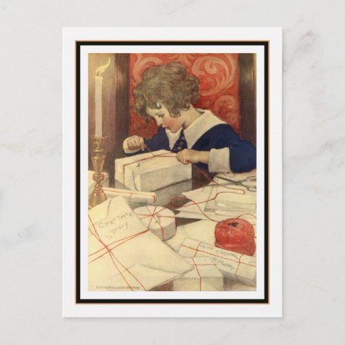 Child Wrapping Presents by Jessie Willcox Smith Postcard