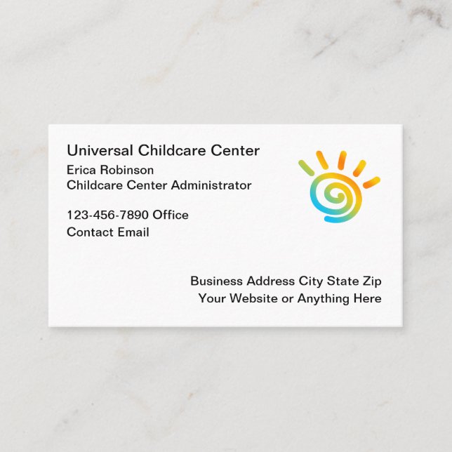 Childcare Center Administrator  Business Card (Front)