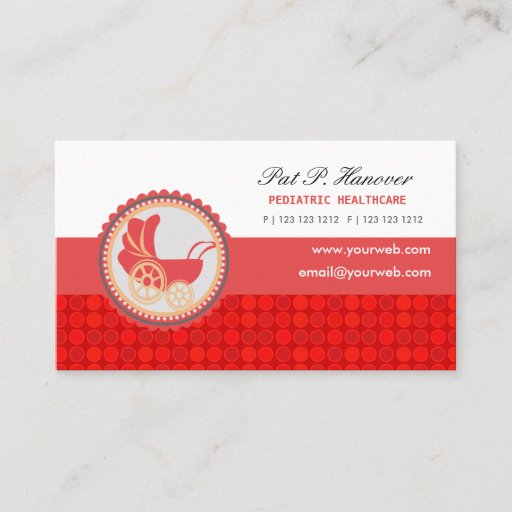 Customizable Childcare Occupations Cute Baby Carriage Business Card Template