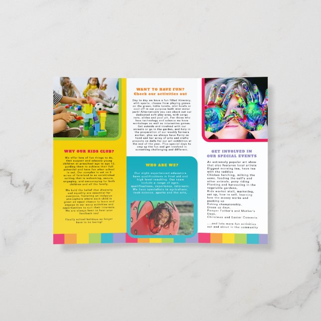 Childcare day centre kids club rainbow promo  brochure (Inside)