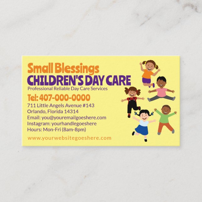Childcare Daycare Babysitting Services Business Ca Card (Front)