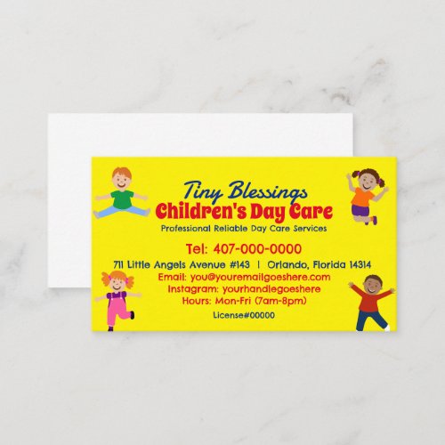 Childcare Daycare Babysitting Services Business Card