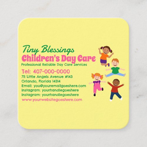 Childcare Daycare Babysitting Services Square Business Card