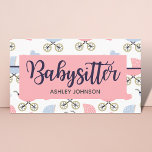 Childcare Nanny Babysitter Stroller Calligraphy  Business Card