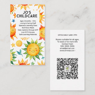 childcare nursery childminder kindergarten baby business card