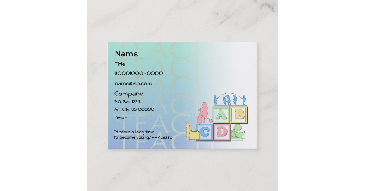 Childcare Preschool Teacher Business Card