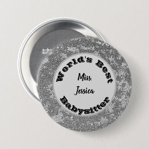 Childcare Thank You Marbled Silver Babysitter Button