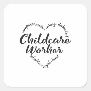 Childcare worker, child care provider square sticker