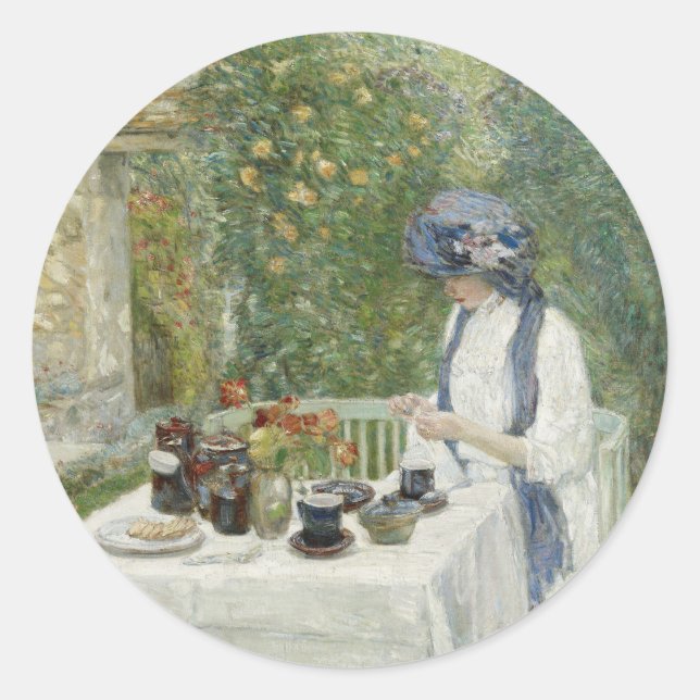 Childe Hassam - French Tea Garden Classic Round Sticker (Front)