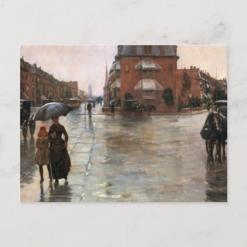 Childe Hassam _ Rainy Day Boston Holiday Postcard