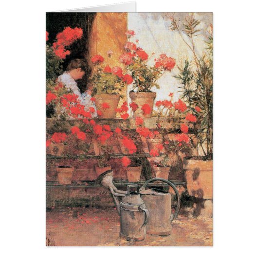 Childe Hassam - Red Geraniums Cards (Front)