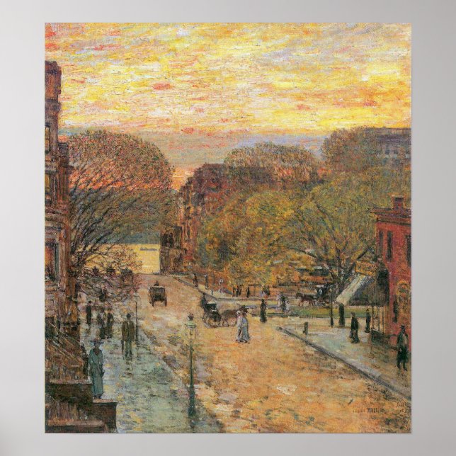 Childe Hassam-West 78th Street in Spring Poster (Front)