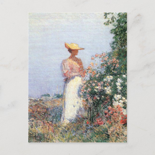 Childe Hassam - Woman in Garden Postcard (Front)