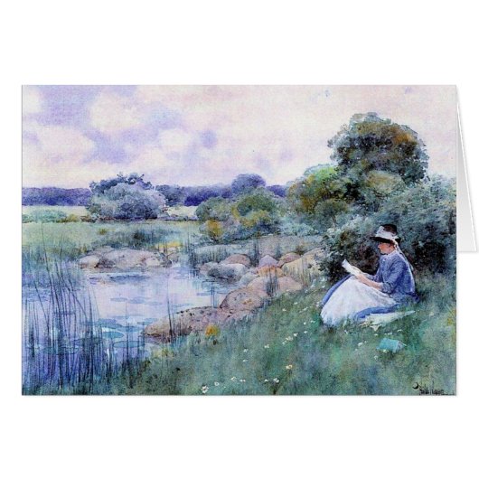 Childe Hassam - Woman reading Cards (Front Horizontal)