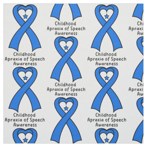 Childhood Apraxia of Speech Heart Ribbon with Star Fabric