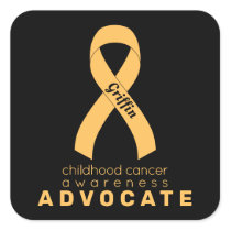 Childhood Cancer Advocate Black Square Sticker