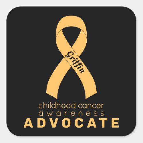 Childhood Cancer Advocate Black Square Sticker