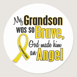Childhood Cancer ANGEL 1 Grandson Classic Round Sticker