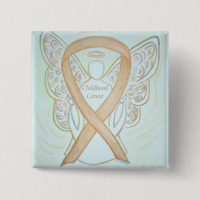 Childhood Cancer Angel Gold Awareness Ribbon Pins (Front)