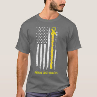 Childhood Cancer Awareness America Flag Gold Ribbo T-Shirt