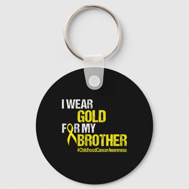 Childhood Cancer Awareness  Brother Yellow Ribbon  Keychain (Front)