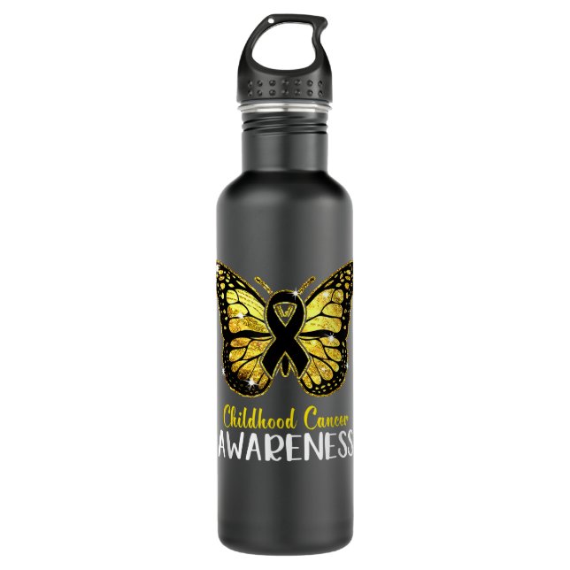 Childhood Cancer Awareness Butterfly Ribbon  Stainless Steel Water Bottle (Front)