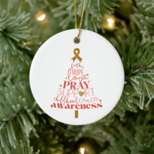 childhood cancer awareness Christmas Holiday Ceramic Ornament