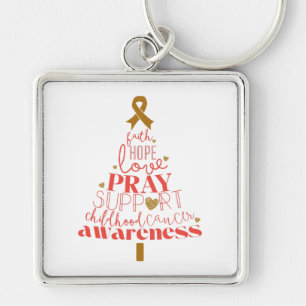 childhood cancer awareness Christmas Tree Keychain