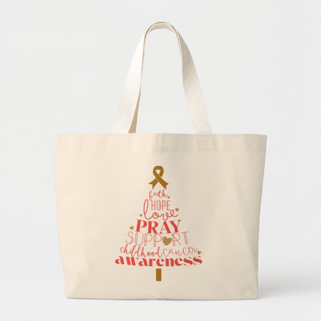childhood cancer awareness Christmas Tree  Large Tote Bag (Front)