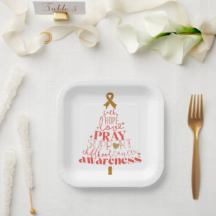 childhood cancer awareness Christmas Tree Paper Plates