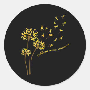Childhood Cancer Awareness Dandelion Flower Gold R Classic Round Sticker