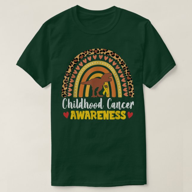 Childhood Cancer Awareness Dinosaur Gold Ribbon  T-Shirt (Design Front)