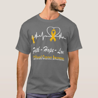 Childhood Cancer Awareness Faith Hope Love Heatbea T-Shirt
