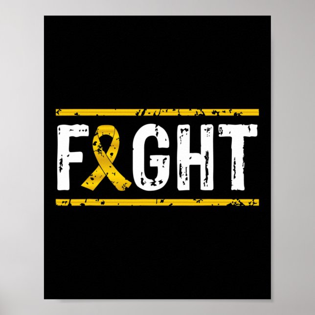 Childhood Cancer Awareness Fight Cancer Gold Ribbo Poster (Front)