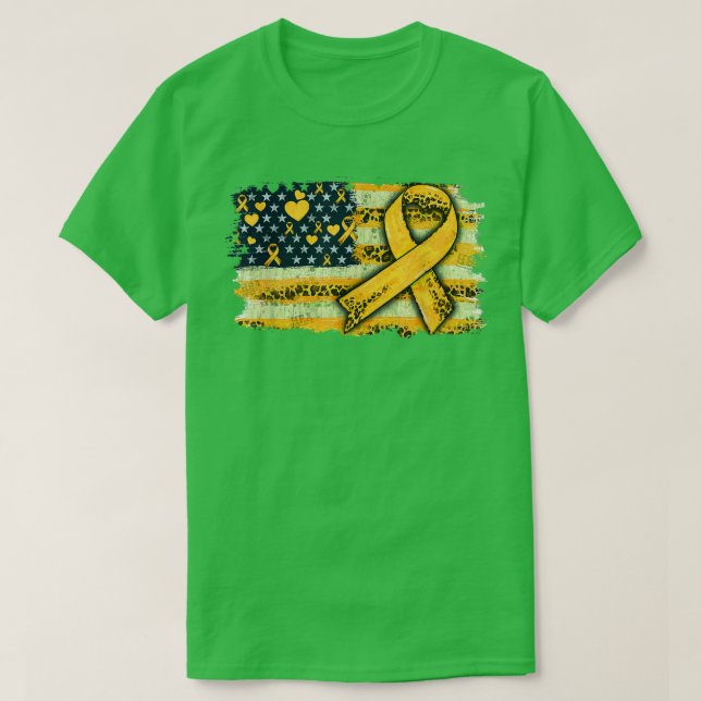 Childhood Cancer Awareness For Men American Flag G T-Shirt (Design Front)