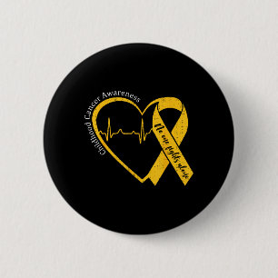 Childhood Cancer Awareness Gold Heart Ribbon Men Button