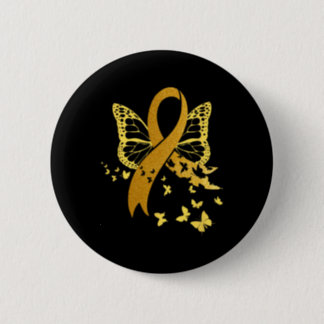 Childhood Cancer Awareness Gold Ribbon Butterfly F Button