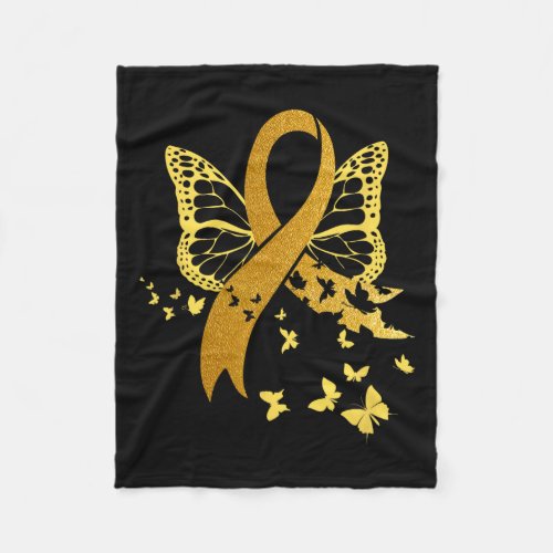 Childhood Cancer Awareness Gold Ribbon Butterfly F Fleece Blanket