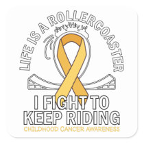 Childhood cancer awareness gold ribbon fight square sticker