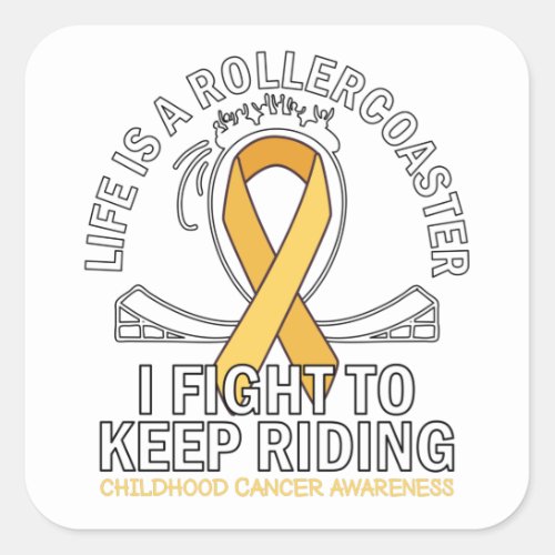 Childhood cancer awareness gold ribbon fight square sticker