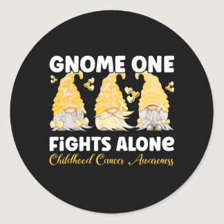 Childhood Cancer Awareness Gold Ribbon Gnome Classic Round Sticker