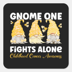Childhood Cancer Awareness Gold Ribbon Gnome Square Sticker