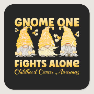 Childhood Cancer Awareness Gold Ribbon Gnome Square Sticker